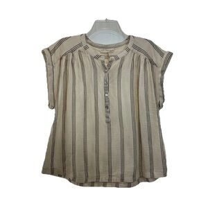 NWT By Together Two Play Cloth Blouse Womens Small Short Sleeve Striped Cotton